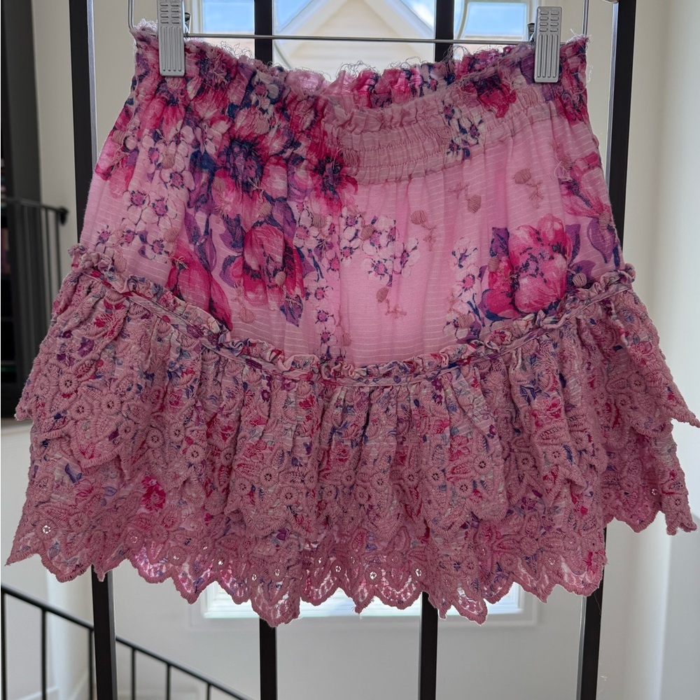 LoveShackFancy Floral Raffle Mini Skirt